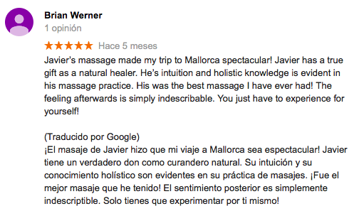 Feedback review massage mallorca