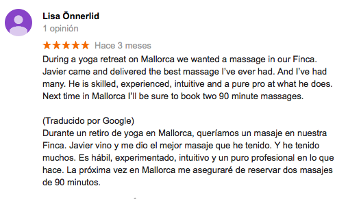 Feedback review massage mallorca